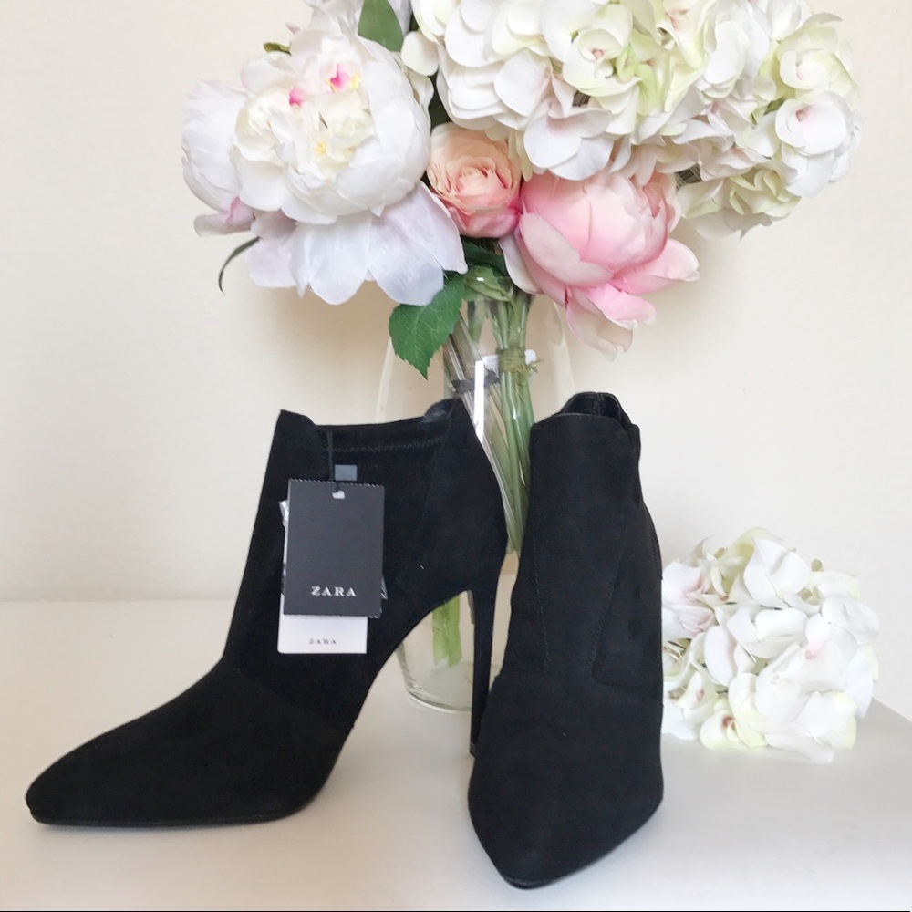 Zara Elasticated High Heel Ankle Leather Boots - Picture 5 of 5